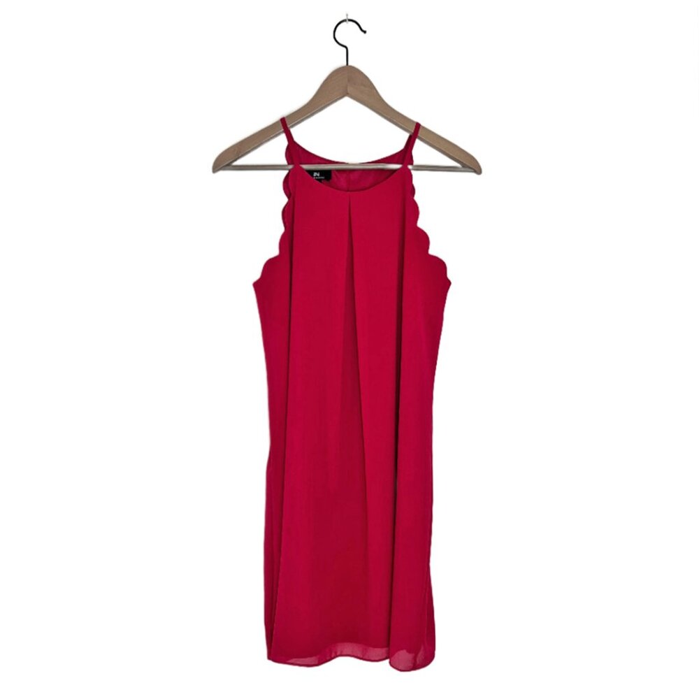 IN Magenta Pink Scallop Neck Mini Dress, Size Large
